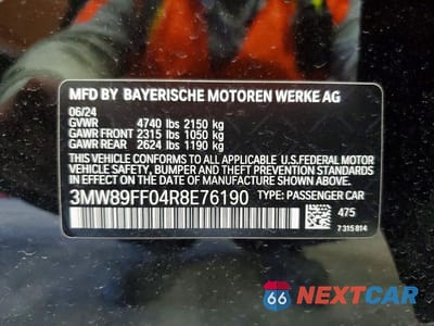 Zdjęcie 12 z 12 samochodu: 2024 BMW 330XI VIN:3MW89FF04R8E76190 - miniatura