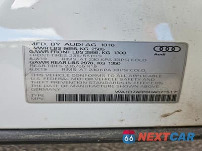 Zdjęcie 13 z 13 samochodu: 2017 AUDI Q5 VIN:WA1D7AFP6HA071517 - miniatura