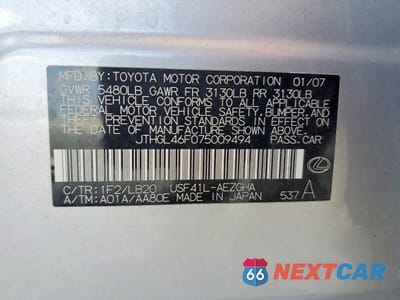 Zdjęcie 12 z 12 samochodu: 2007 LEXUS LS 460L VIN:JTHGL46F075009494 - miniatura