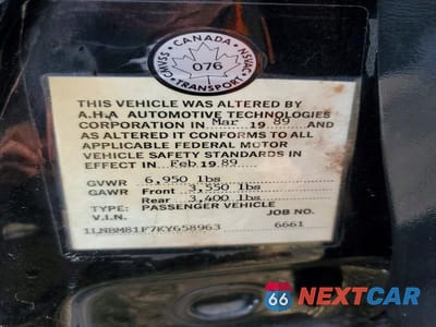 Zdjęcie 12 z 12 samochodu: 1989 LINCOLN TOWN CAR VIN:1LNBM81F7KY658963 - miniatura