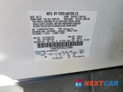 Zdjęcie 12 z 12 samochodu: 2015 FORD TAURUS SHO VIN:1FAHP2KT3FG172904 - miniatura