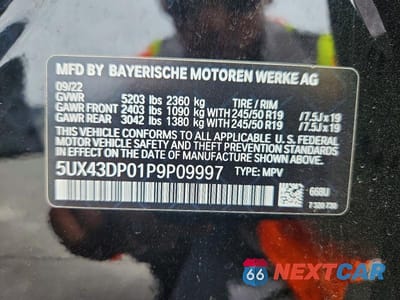 Zdjęcie 13 z 13 samochodu: 2023 BMW X3 SDRIVE30I VIN:5UX43DP01P9P09997 - miniatura