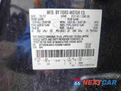Zdjęcie 13 z 13 samochodu: 2013 FORD EDGE LIMITED VIN:2FMDK4KC1DBB14809 - miniatura