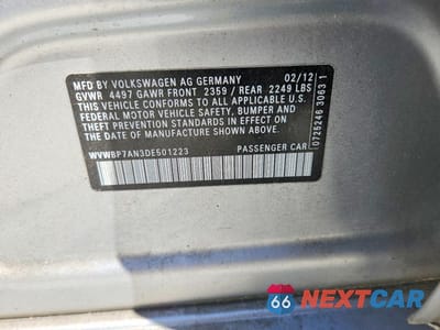 Zdjęcie 12 z 12 samochodu: 2013 VOLKSWAGEN CC SPORT VIN:WVWBP7AN3DE501223 - miniatura