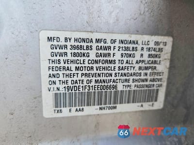 Zdjęcie 12 z 12 samochodu: 2014 ACURA ILX 20 VIN:19VDE1F31EE006696 - miniatura
