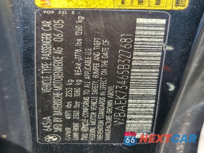 Zdjęcie 12 z 12 samochodu: 2005 BMW 645 CI AUTOMATIC VIN:WBAEK73465B327681 - miniatura