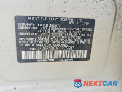 Zdjęcie 12 z 12 samochodu: 2016 SUBARU CROSSTREK PREMIUM VIN:JF2GPADC7G8275687 - miniatura