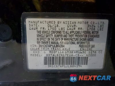 Zdjęcie 12 z 12 samochodu: 2018 NISSAN VERSA SV VIN:3N1CN7AP1JL884394 - miniatura