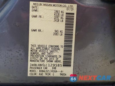 Zdjęcie 13 z 13 samochodu: 2020 NISSAN ALTIMA 2.5 S VIN:1N4BL4BV5LC129585 - miniatura