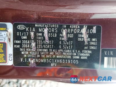 Zdjęcie 13 z 13 samochodu: 2017 KIA SEDONA LX VIN:KNDMB5C1XH6319105 - miniatura