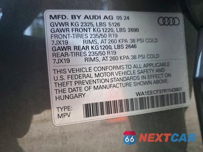 Zdjęcie 12 z 12 samochodu: 2024 AUDI Q3 PREMIUM PLUS S LINE 45 VIN:WA1EECF37R1143801 - miniatura