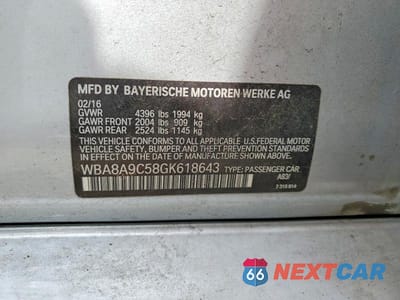 Zdjęcie 12 z 12 samochodu: 2016 BMW 320 I VIN:WBA8A9C58GK618643 - miniatura