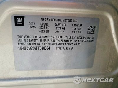Zdjęcie 12 z 12 samochodu: 2015 BUICK LACROSSE VIN:1G4GB5G36FF340664 - miniatura