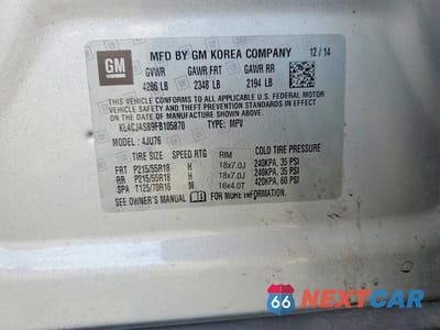 Zdjęcie 13 z 13 samochodu: 2015 BUICK ENCORE VIN:KL4CJASB9FB105870 - miniatura