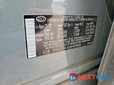 Zdjęcie 13 z 13 samochodu: 2022 HYUNDAI SANTA FE SEL VIN:5NMS24AJ6NH458084 - miniatura