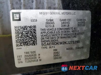 Zdjęcie 13 z 13 samochodu: 2019 BUICK ENCLAVE AVENIR VIN:5GAERDKW2KJ271290 - miniatura