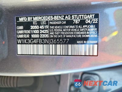 Zdjęcie 12 z 12 samochodu: 2022 MERCEDES-BENZ A 220 4MATIC VIN:W1K3G4FB3NJ365577 - miniatura