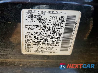 Zdjęcie 13 z 13 samochodu: 2008 NISSAN ROGUE S VIN:JN8AS58T88W304491 - miniatura