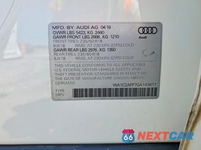 Zdjęcie 13 z 13 samochodu: 2016 AUDI Q5 PREMIUM VIN:WA1C2AFP7GA143611 - miniatura
