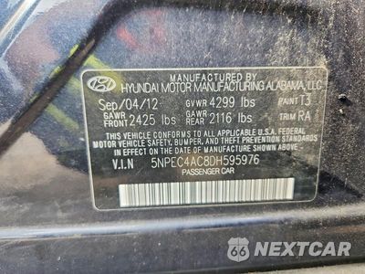 Zdjęcie 12 z 12 samochodu: 2013 HYUNDAI SONATA LIMITED VIN:5NPEC4AC8DH595976 - miniatura