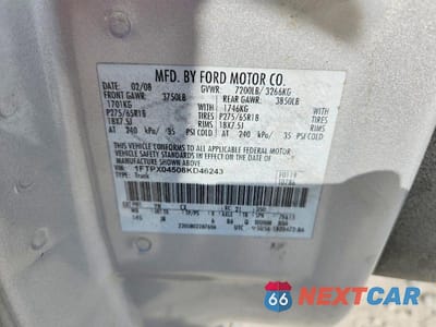 Zdjęcie 12 z 12 samochodu: 2008 FORD F150 VIN:1FTPX04508KD46243 - miniatura