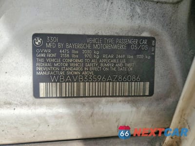 Zdjęcie 13 z 13 samochodu: 2006 BMW 330 I VIN:WBAVB33596AZ86086 - miniatura