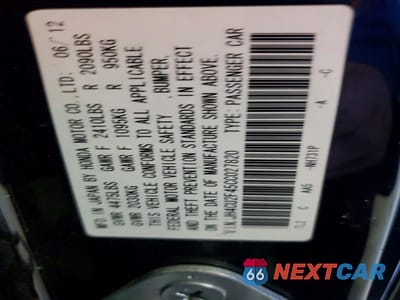Zdjęcie 12 z 12 samochodu: 2012 ACURA TSX VIN:JH4CU2F45CC027820 - miniatura