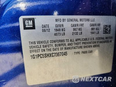 Zdjęcie 13 z 13 samochodu: 2012 CHEVROLET CRUZE LS VIN:1G1PC5SHXC7367045 - miniatura