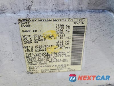 Zdjęcie 12 z 12 samochodu: 2016 NISSAN FRONTIER SV VIN:1N6AD0ER9GN769896 - miniatura