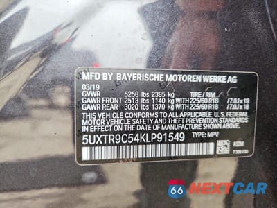 Zdjęcie 12 z 12 samochodu: 2019 BMW X3 XDRIVE30I VIN:5UXTR9C54KLP91549 - miniatura
