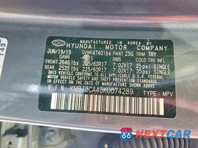 Zdjęcie 13 z 13 samochodu: 2019 HYUNDAI TUCSON VALUE VIN:KM8J3CA43KU074289 - miniatura