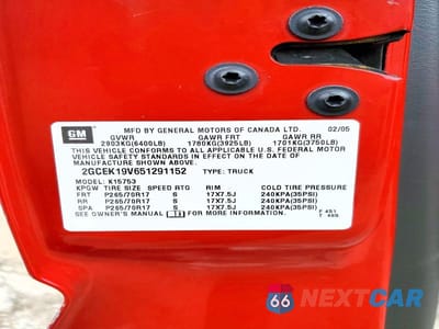 Zdjęcie 12 z 12 samochodu: 2005 CHEVROLET SILVERADO K1500 VIN:2GCEK19V651291152 - miniatura