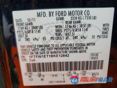 Zdjęcie 12 z 12 samochodu: 2011 FORD F150 SUPERCREW VIN:1FTFW1ET1BKE12842 - miniatura