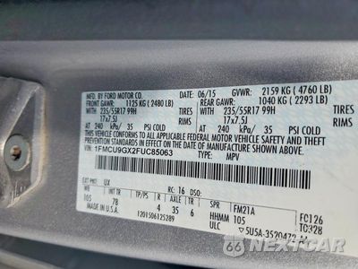 Zdjęcie 13 z 13 samochodu: 2015 FORD ESCAPE SE VIN:1FMCU9GX2FUC85063 - miniatura