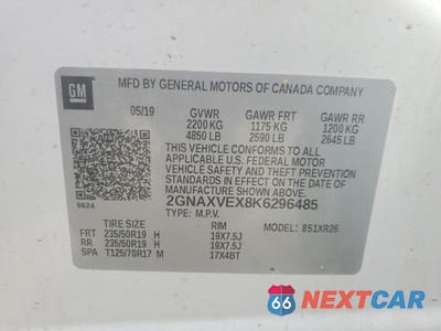 Zdjęcie 14 z 14 samochodu: 2019 CHEVROLET EQUINOX LT VIN:2GNAXVEX8K6296485 - miniatura
