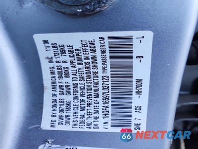 Zdjęcie 12 z 12 samochodu: 2007 HONDA CIVIC LX VIN:1HGFA16597L037123 - miniatura