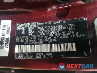 Zdjęcie 13 z 13 samochodu: 2009 TOYOTA SEQUOIA SR5 VIN:5TDBT64A79S000285 - miniatura