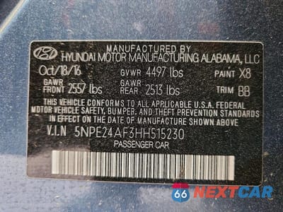 Zdjęcie 13 z 13 samochodu: 2017 HYUNDAI SONATA BASE VIN:5NPE24AF3HH515230 - miniatura