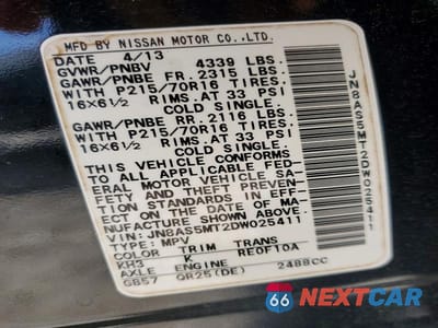 Zdjęcie 13 z 13 samochodu: 2013 NISSAN ROGUE S VIN:JN8AS5MT2DW025411 - miniatura