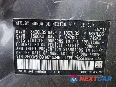 Zdjęcie 12 z 12 samochodu: 2017 HONDA FIT EX VIN:3HGGK5H89HM710346 - miniatura