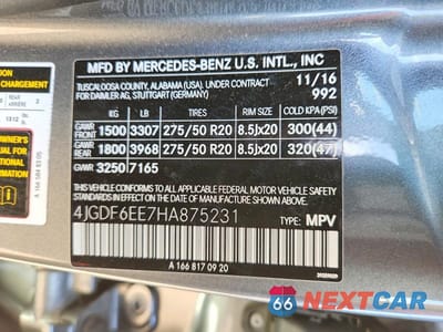 Zdjęcie 14 z 14 samochodu: 2017 MERCEDES-BENZ GLS 450 4MATIC VIN:4JGDF6EE7HA875231 - miniatura
