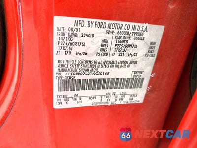 Zdjęcie 12 z 12 samochodu: 2001 FORD F150 SUPERCREW VIN:1FTRW07L31KC50165 - miniatura