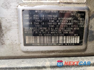 Zdjęcie 13 z 13 samochodu: 2011 SUBARU OUTBACK 2.5I LIMITED VIN:4S4BRBJC4B3413880 - miniatura