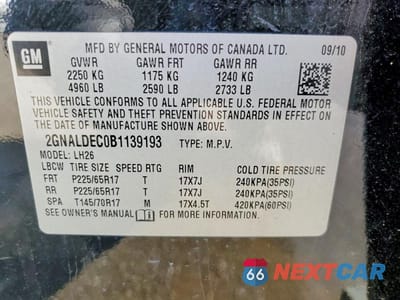 Zdjęcie 13 z 13 samochodu: 2011 CHEVROLET EQUINOX VIN:2GNALDEC0B1139193 - miniatura