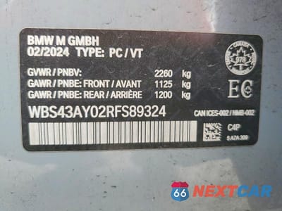 Zdjęcie 12 z 12 samochodu: 2024 BMW M3 COMPETITION VIN:WBS43AY02RFS89324 - miniatura