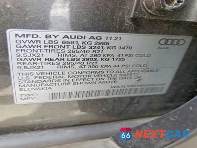 Zdjęcie 13 z 13 samochodu: 2022 AUDI Q7 PREMIUM PLUS VIN:WA1LXBF78ND007409 - miniatura