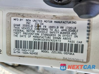 Zdjęcie 13 z 13 samochodu: 2005 TOYOTA COROLLA S VIN:1NXBR32E85Z422473 - miniatura