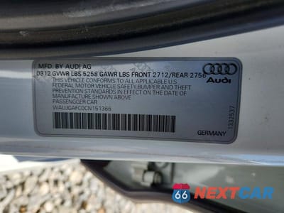 Zdjęcie 12 z 12 samochodu: 2012 AUDI A6 PRESTIGE VIN:WAUJGAFC0CN151366 - miniatura