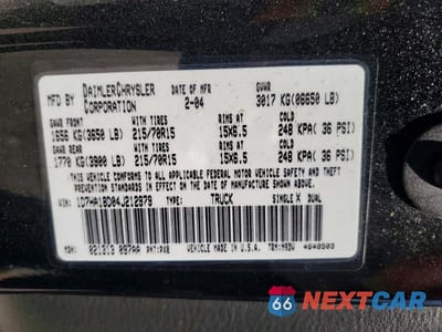 Zdjęcie 12 z 12 samochodu: 2004 DODGE RAM 1500 ST VIN:1D7HA18D04J212979 - miniatura