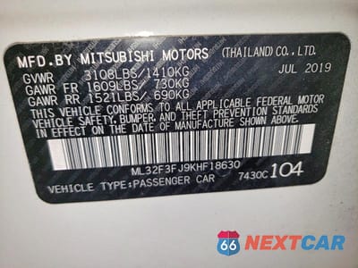 Zdjęcie 12 z 12 samochodu: 2019 MITSUBISHI MIRAGE G4 ES VIN:ML32F3FJ9KHF18630 - miniatura
